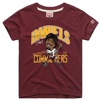 Youth Homage Jayden Daniels Burgundy Washington Commanders Caricature T-Shirt