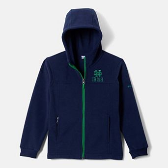 Youth Columbia Blue Notre Dame Fighting Irish Flanker Fleece Full-Zip Hoodie
