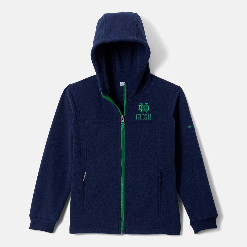 Columbia Blue Notre Dame Fighting Irish Flanker Fleece Full-Zip Hoodie, Kids Unisex