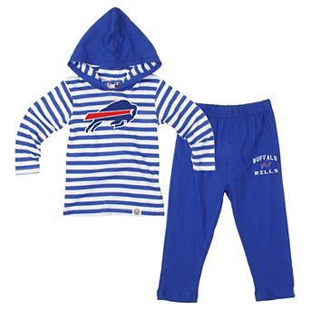 Toddler Wes & Willy Royal Buffalo Bills Stripe Hooded Long Sleeve Top and Pant Set