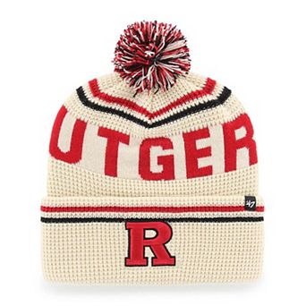 Unisex '47 Cream Rutgers Scarlet Knights Quattrle Waffle Cuffed Knit Hat with Pom