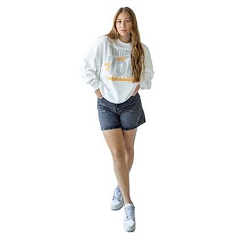 Women's Gameday Social White Tennessee Volunteers Striped Patch Sweatshirt