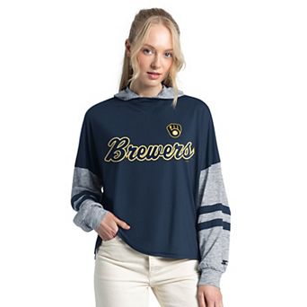 Women's Starter Navy Milwaukee Brewers Fuel Up Lightweight Hoodie