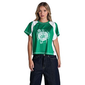 Women's The Wild Collective Kelly Green Boston Celtics Contrast Mesh Raglan Top