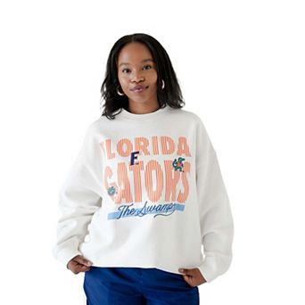 Women's Gameday Social White Florida Gators Striped Patch Sweatshirt