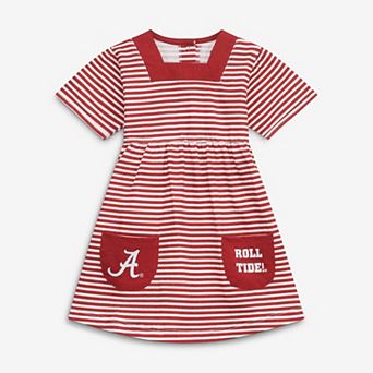Girls Toddler Little King Crimson Alabama Crimson Tide Square Neck Striped Dress