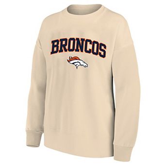 Women's Mitchell & Ness Cream Denver Broncos Heart & Soul Plus Size Sweatshirt
