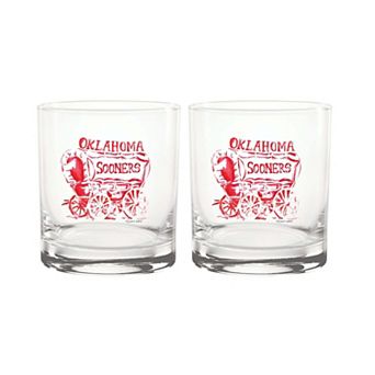 Indigo Falls Oklahoma Sooners Laura Wilcox Mascot Rocks Glass Set of 2