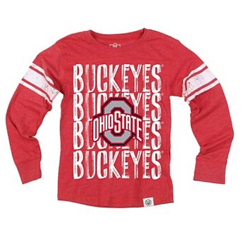 Youth Wes & Willy Scarlet Ohio State Buckeyes Long Sleeve Football Jersey T-Shirt