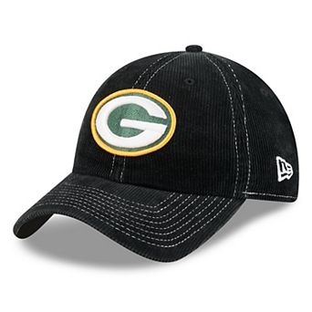 Men's New Era Black Green Bay Packers Corduroy Casual Classic Adjustable Hat
