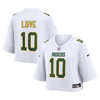 Women's Nike Jordan Love White Green Bay Packers Cropped Fashion Game Jersey