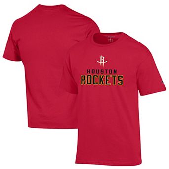 Men's Champion Red Houston Rockets Jersey Cotton T-Shirt