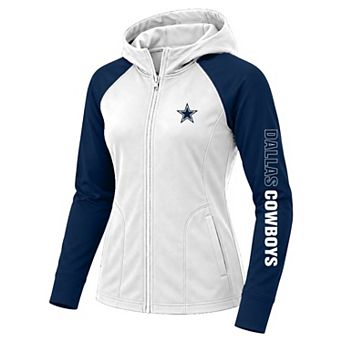 Women's Fanatics White/Navy Dallas Cowboys Plus Size Cornerback Blitz Full-Zip Hoodie
