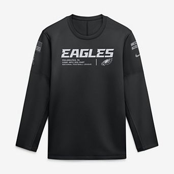 Men's Nike Black Philadelphia Eagles 2026 Salute to Service Sideline Coaches Crewneck Therma-FIT Sweatshirt