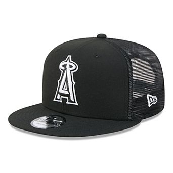 Men's New Era Black Los Angeles Angels 9FIFTY Adjustable Trucker Hat