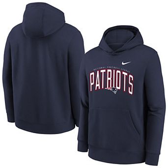 Youth Nike Navy New England Patriots Logo Arch Fleece Hoodie