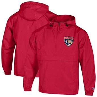 Men's Champion Red Florida Panthers Packable Windbreaker Half-Zip Jacket