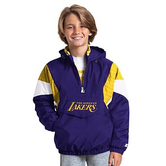 Youth Starter Purple Los Angeles Lakers The Throwback Jr. Half-Zip Hooded Jacket