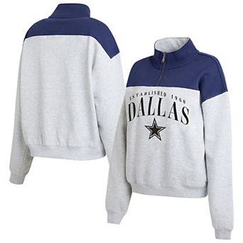 Women's WEAR by Erin Andrews Gray Dallas Cowboys Colorblock Half-Zip Pullover