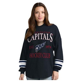 Women's Fanatics Navy Washington Capitals Hockey Club Spirit Jersey Heavyweight Long Sleeve T-Shirt