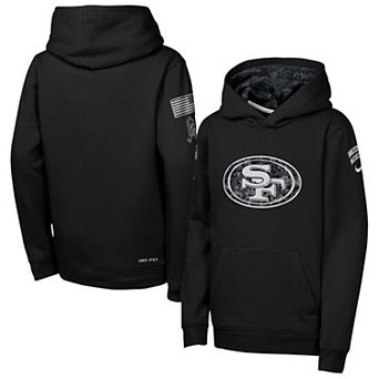 Youth Nike Black San Francisco 49ers 2026 Salute to Service Club Fleece Pullover Hoodie