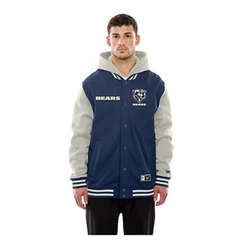 Men's New Era Navy/Gray Chicago Bears Full-Snap Fleece Hooded Jacket