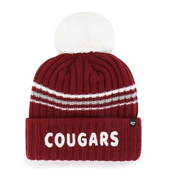 Women's '47 Crimson Washington State Cougars Seasonal Fuzzy Script Big Pom Knit Hat