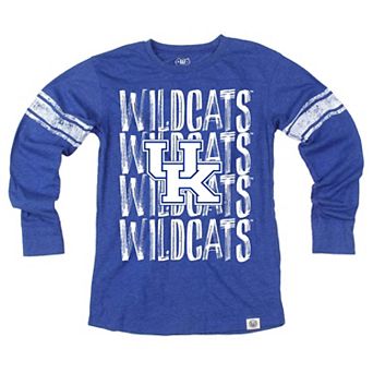 Youth Wes & Willy Royal Kentucky Wildcats Long Sleeve Football Jersey T-Shirt