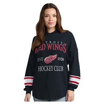 Women's Fanatics Black Detroit Red Wings Hockey Club Spirit Jersey Heavyweight Long Sleeve T-Shirt