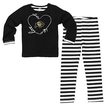Girls Toddler Wes & Willy Black Colorado Buffaloes 2 pc Long Sleeve Top and Pants Set