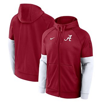 Men's Nike Crimson Alabama Crimson Tide Primetime Primary Logo Therma-FIT Raglan Full-Zip Hoodie