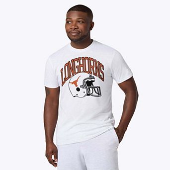 Unisex Homage Ash Texas Longhorns Helmet Tri-Blend T-Shirt