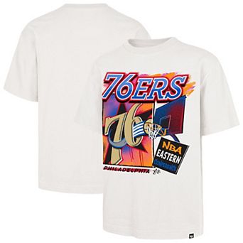 Men's '47 Cream Philadelphia 76ers City Paint Reed Foundation T-Shirt