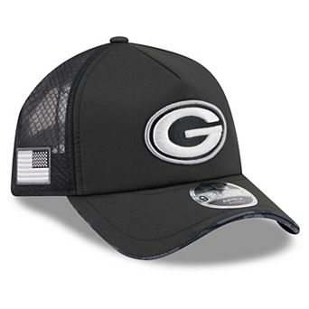 Men's New Era Black Green Bay Packers 2026 Salute To Service Apex 9FORTY Adjustable Trucker Hat