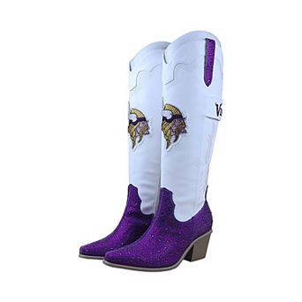 Women's FABGATING by Cuce White Minnesota Vikings Crystal Cowboy Boots