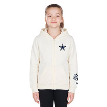 Girls Youth New Era Beige Dallas Cowboys Football Full Snap Jacket