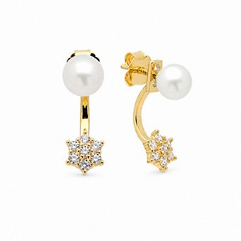 Belinda Jewelz 18k Gold Plated Vermeil Pearl Drop Dangle Stud Earrings
