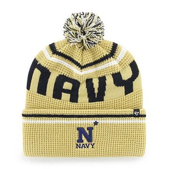 Unisex '47 Gold Navy Midshipmen Quattrle Waffle Cuffed Knit Hat with Pom