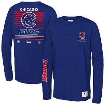Youth Mitchell & Ness Royal Chicago Cubs Triple Play Long Sleeve T-Shirt