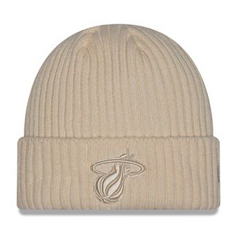 Men's New Era Cream Miami Heat Color Pack Cuffed Knit Hat