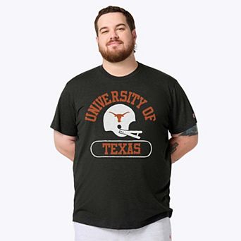 Unisex Homage Charcoal Texas Longhorns Throwback Helmet Tri-Blend T-Shirt