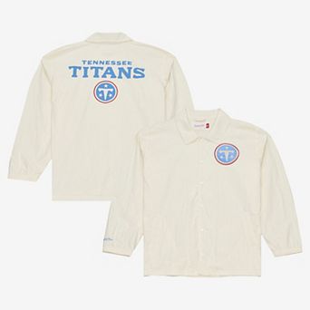 Men's Mitchell & Ness Cream Tennessee Titans Retro Roots Full-Snap Coaches Jacket