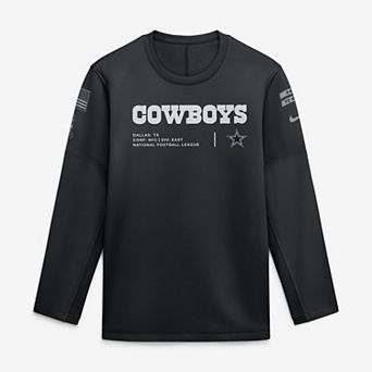 Men's Nike Black Dallas Cowboys 2026 Salute to Service Sideline Coaches Crewneck Therma-FIT Sweatshirt