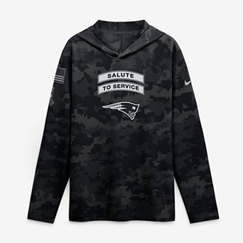 Men's Nike Black New England Patriots 2026 Salute to Service Sideline Lightweight Hooded Dri-FIT Long Sleeve Top