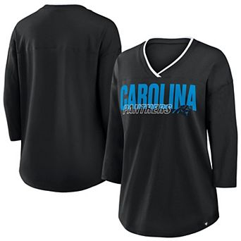 Women's Fanatics Black Carolina Panthers Plus Size Deceptive Juke 3/4-Sleeve V-Neck T-Shirt
