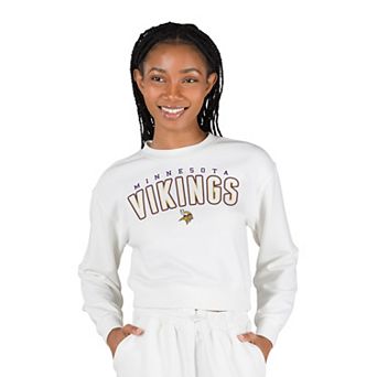 Women's Concepts Sport White Minnesota Vikings Kingston Long Sleeve Lounge Cropped Top