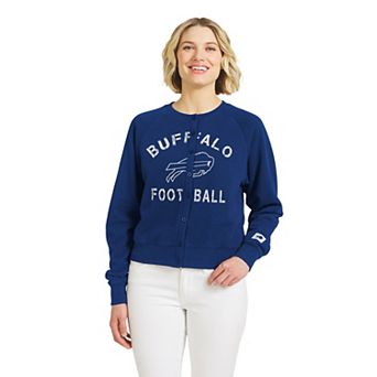 Women's WEAR by Erin Andrews Royal Buffalo Bills Heathered Crew Cardigan Sweater