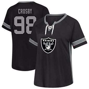 Women's Fanatics Maxx Crosby Black Las Vegas Raiders Plus Size Lace Bling Name & Number T-Shirt