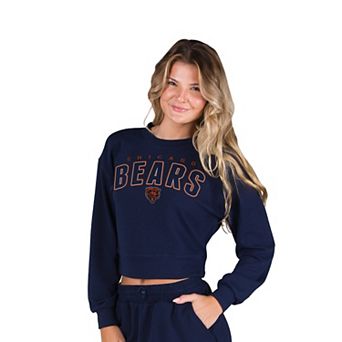 Women's Concepts Sport Navy Chicago Bears Kingston Long Sleeve Lounge Cropped Top