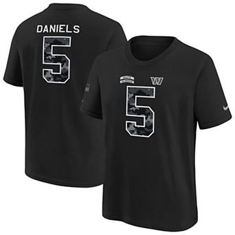 Youth Nike Jayden Daniels Black Washington Commanders 2026 Salute to Service Name & Number T-Shirt